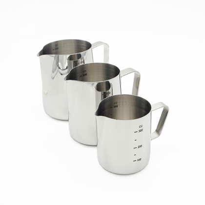 Studio barista stainless steel pitcher with measurement
